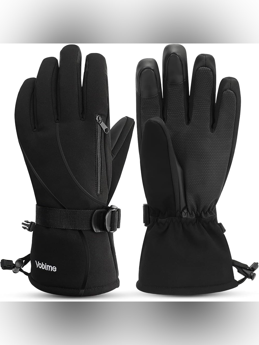 Vobime Black Unisex Lined Waterproof Snow Ski Gloves M Medium
